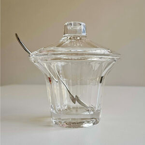 Dansk International Designs Lead Crystal Condiment Jar, Lid & Spoon Clear Glass